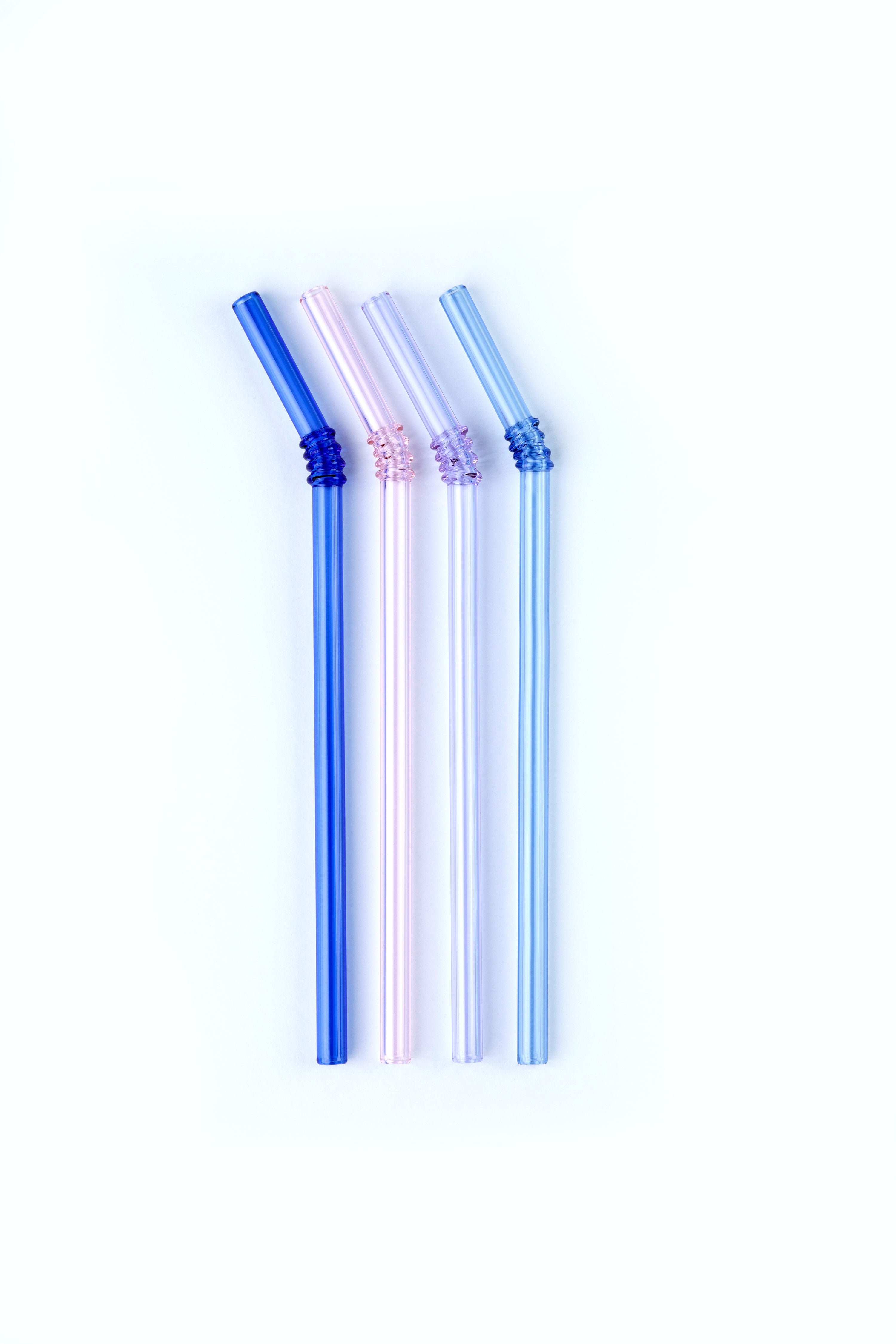 Vintage Glass Straws Purple/Pink/Blue 4pc