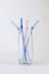 Vintage Glass Straws Purple/Pink/Blue 4pc