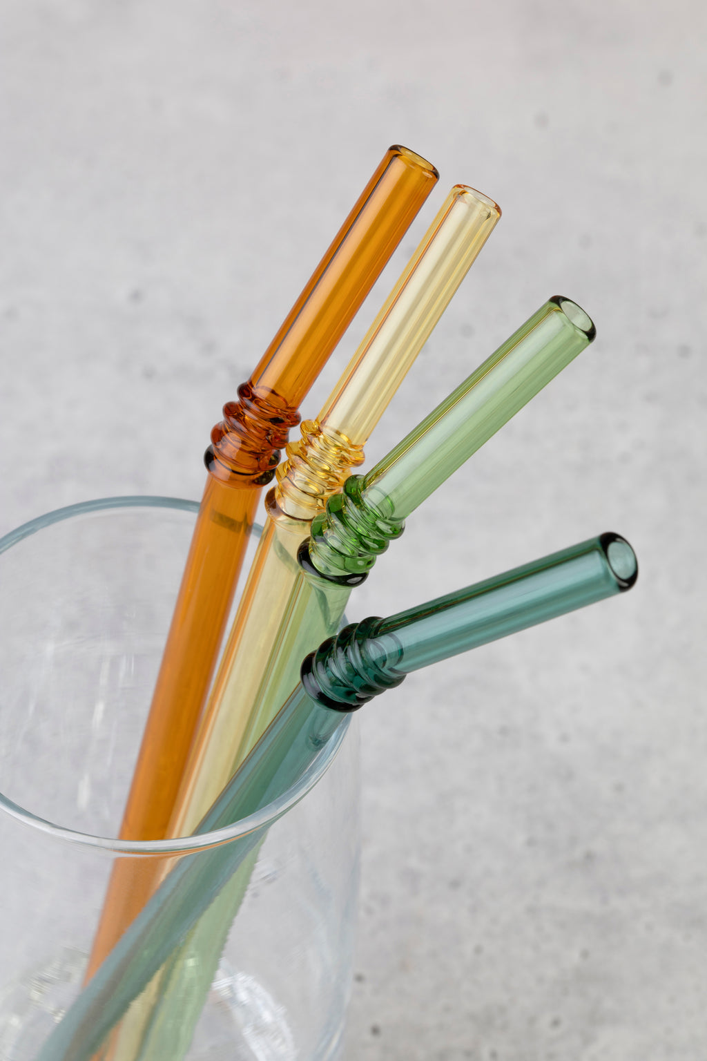 Vintage Glass Straws 4pc Green/Orange/Yellow