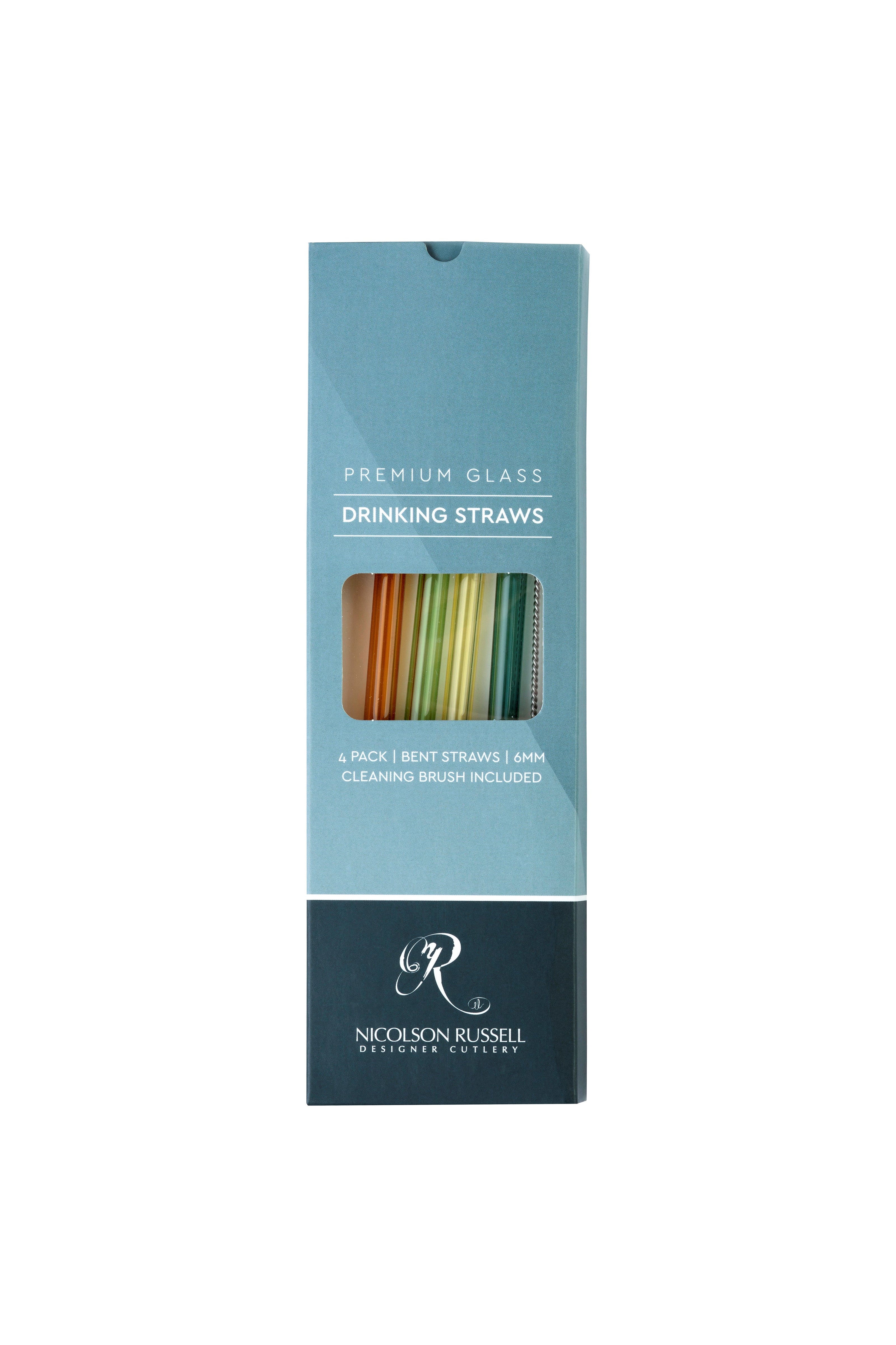 Vintage Glass Straws 4pc Green/Orange/Yellow