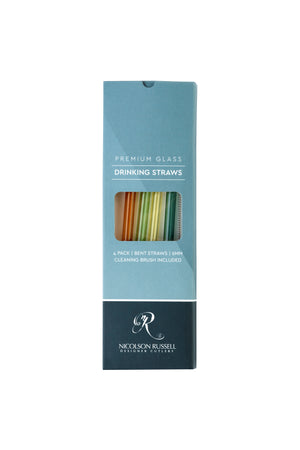 Vintage Glass Straws 4pc Green/Orange/Yellow