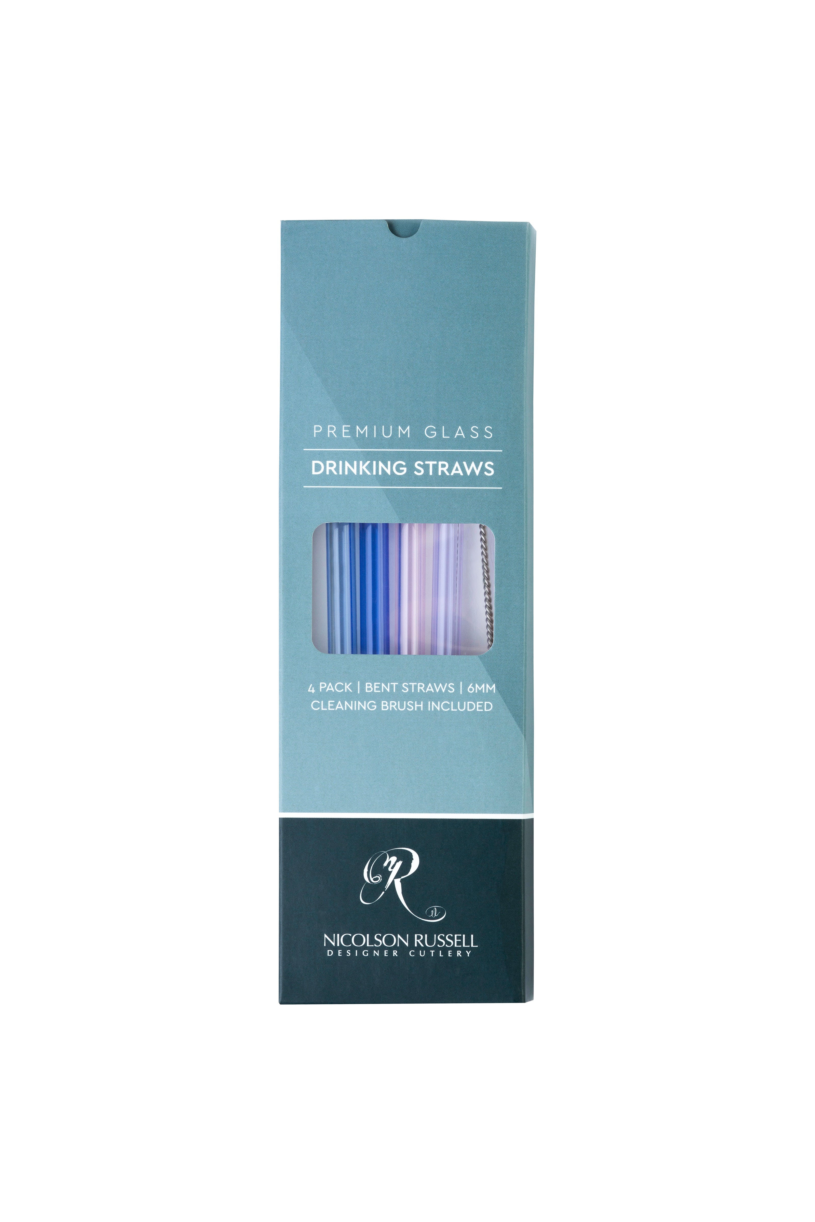 Vintage Glass Straws Purple/Pink/Blue 4pc