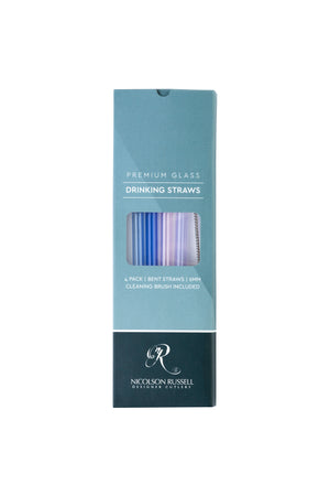 Vintage Glass Straws Purple/Pink/Blue 4pc