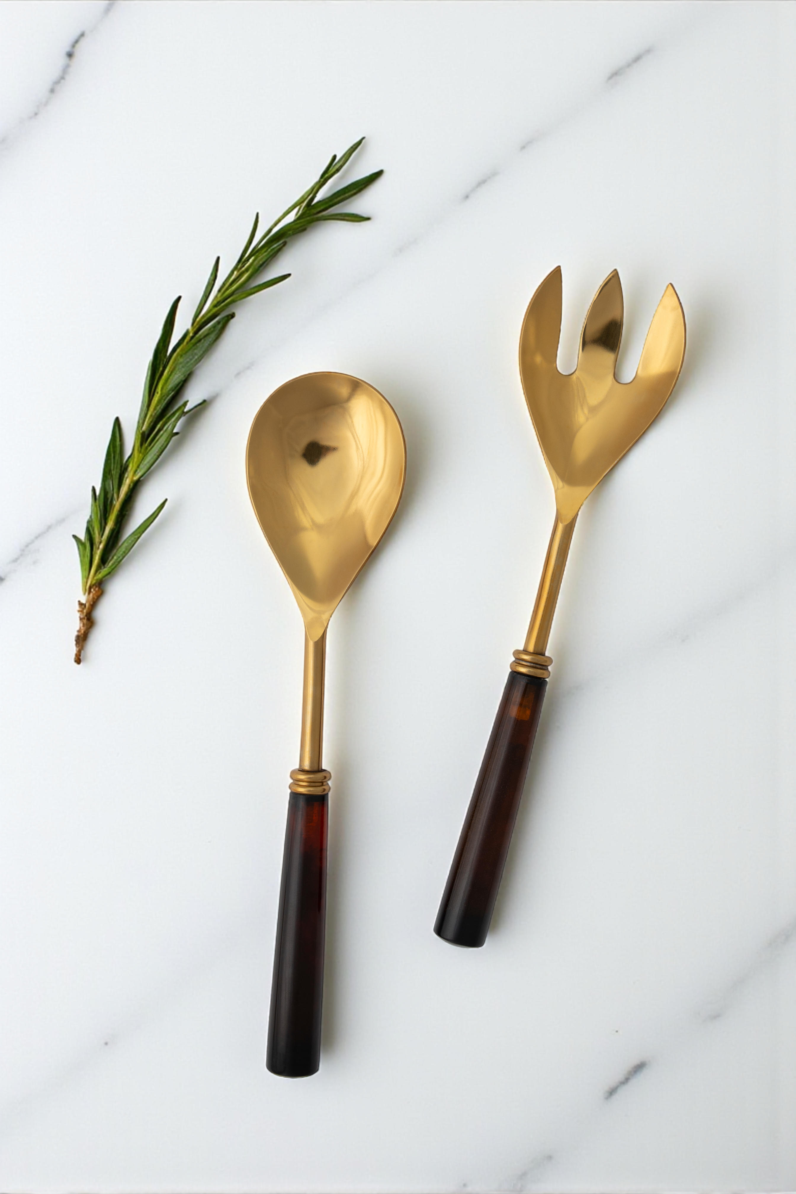 Goa Gold & Tortoise Shell Salad Servers