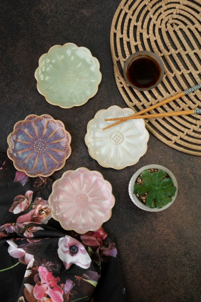 Japanese Lotus Dipping Dishes 4pc Option 2