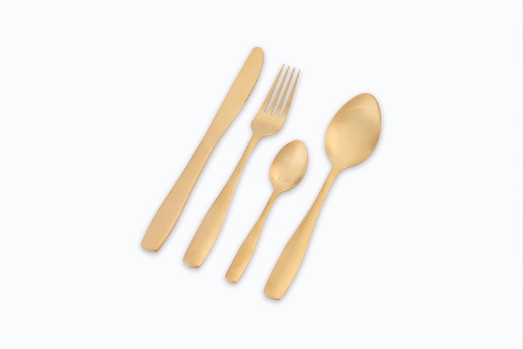 Bella Casa Matte Gold Cutlery 16pc & 24pc Set