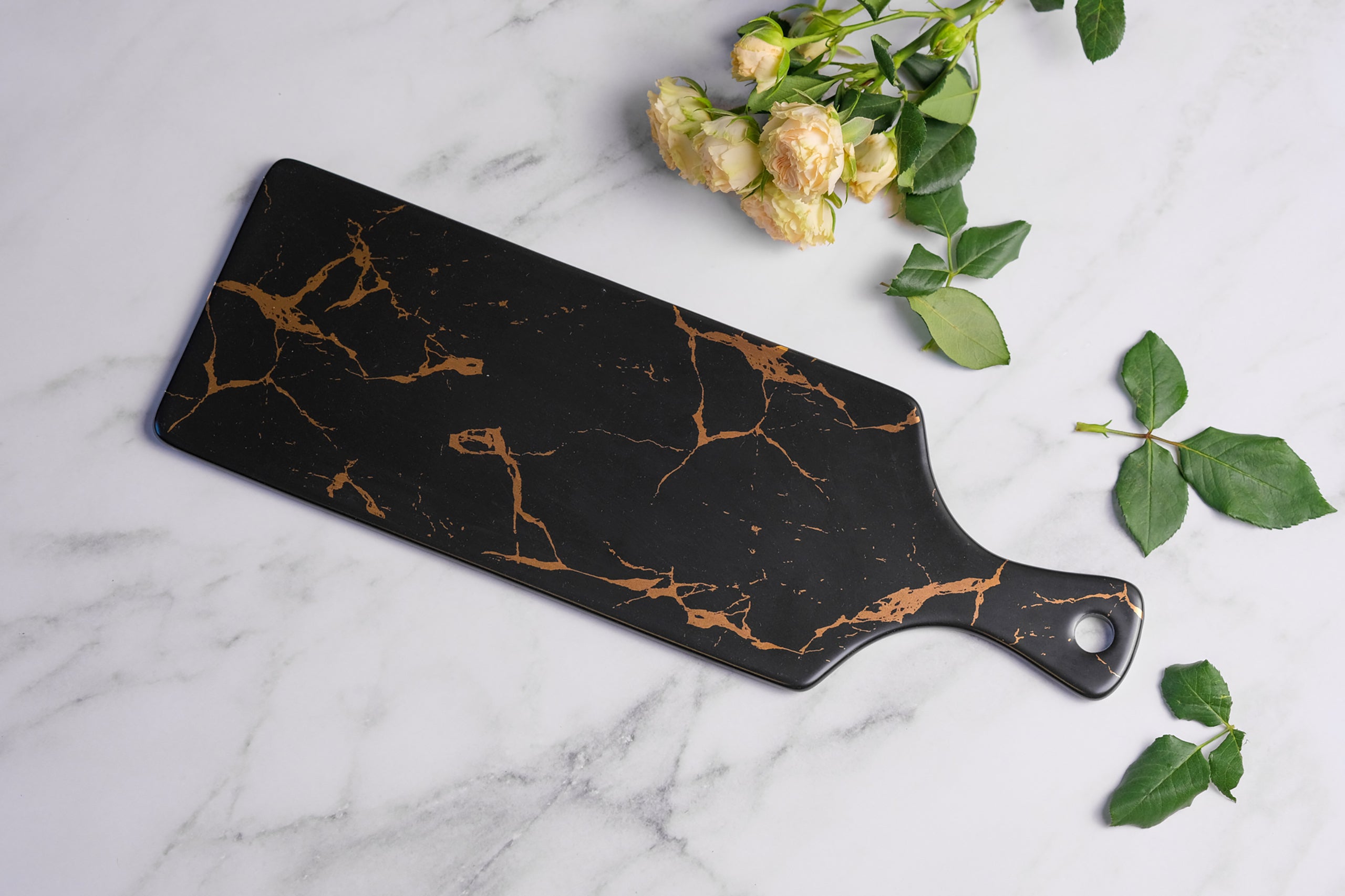 Kintsugi Long pizza plate black