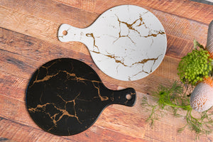 Kintsukuroi Round pizza plate black