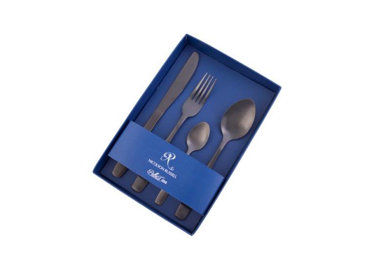 Bella Casa Matte Black Cutlery 16pc & 24pc Set