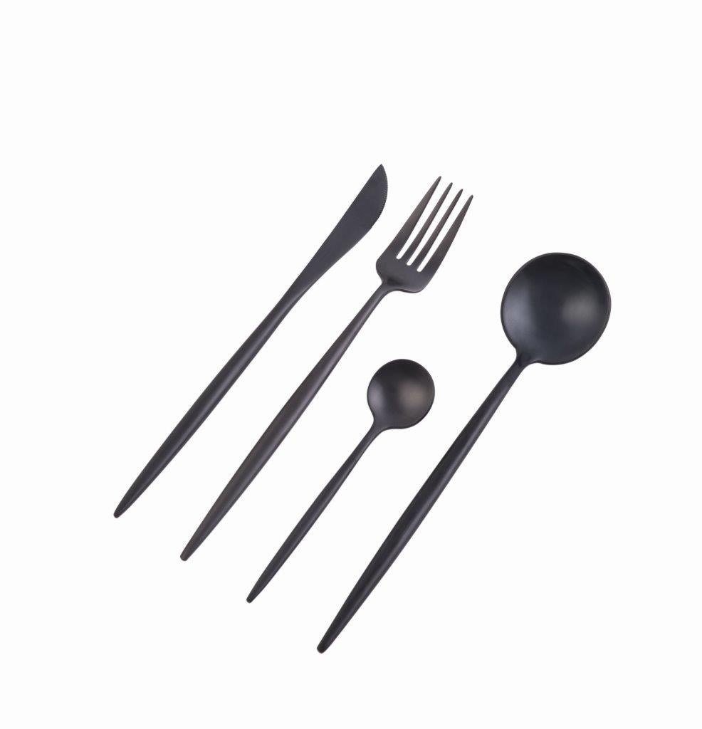 Dubai Matte Black 16pc Cutlery Set