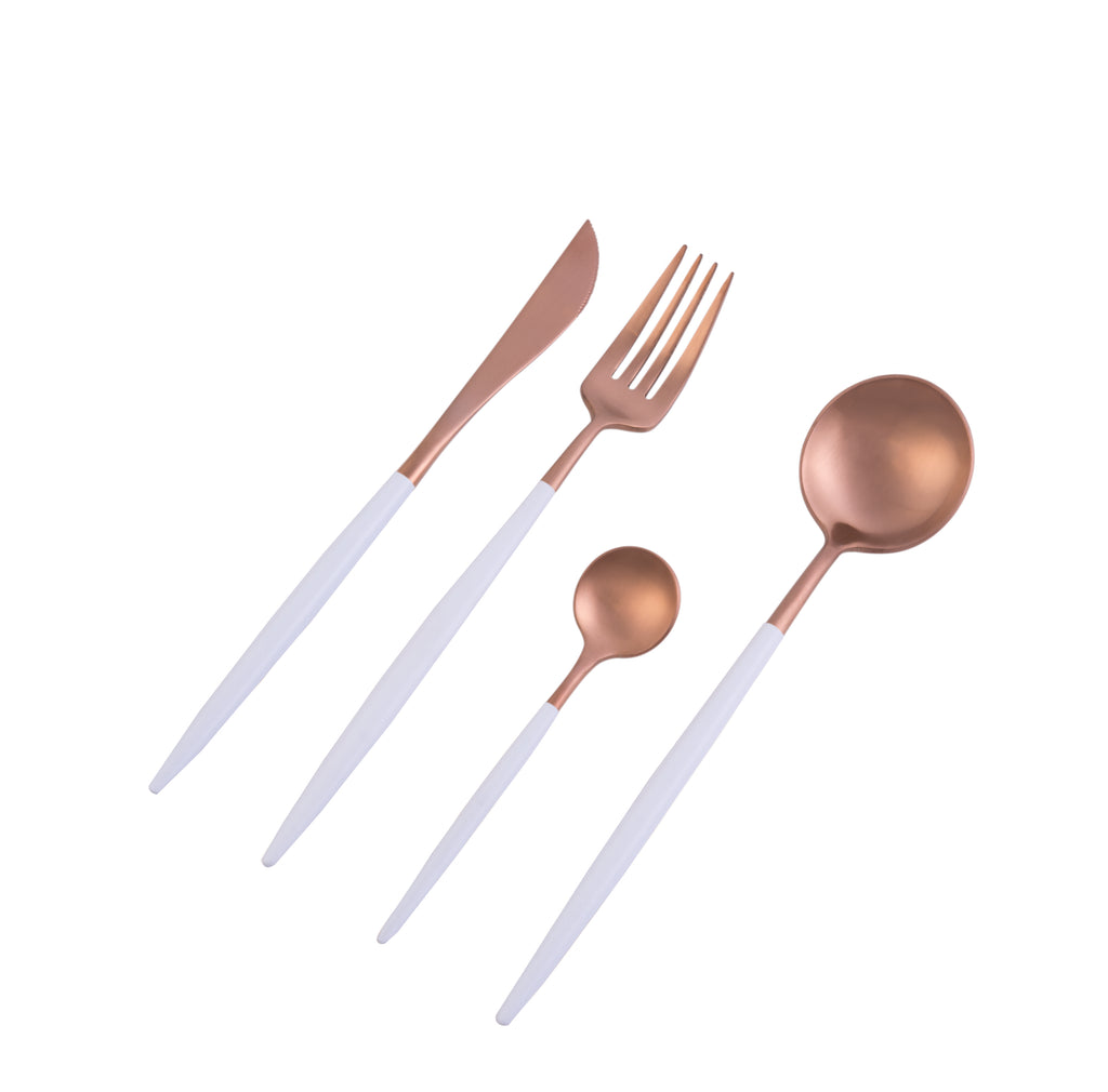 Dubai Rose Gold and white 16pc Cutlery Set