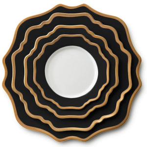 Versailles Black 10.5 inch Dinner Plates 4 pc Set