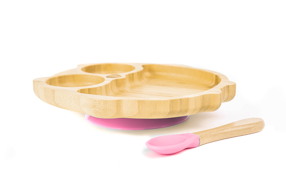 Bamboobino  -  Owl Baby & Toddler Plate Pink