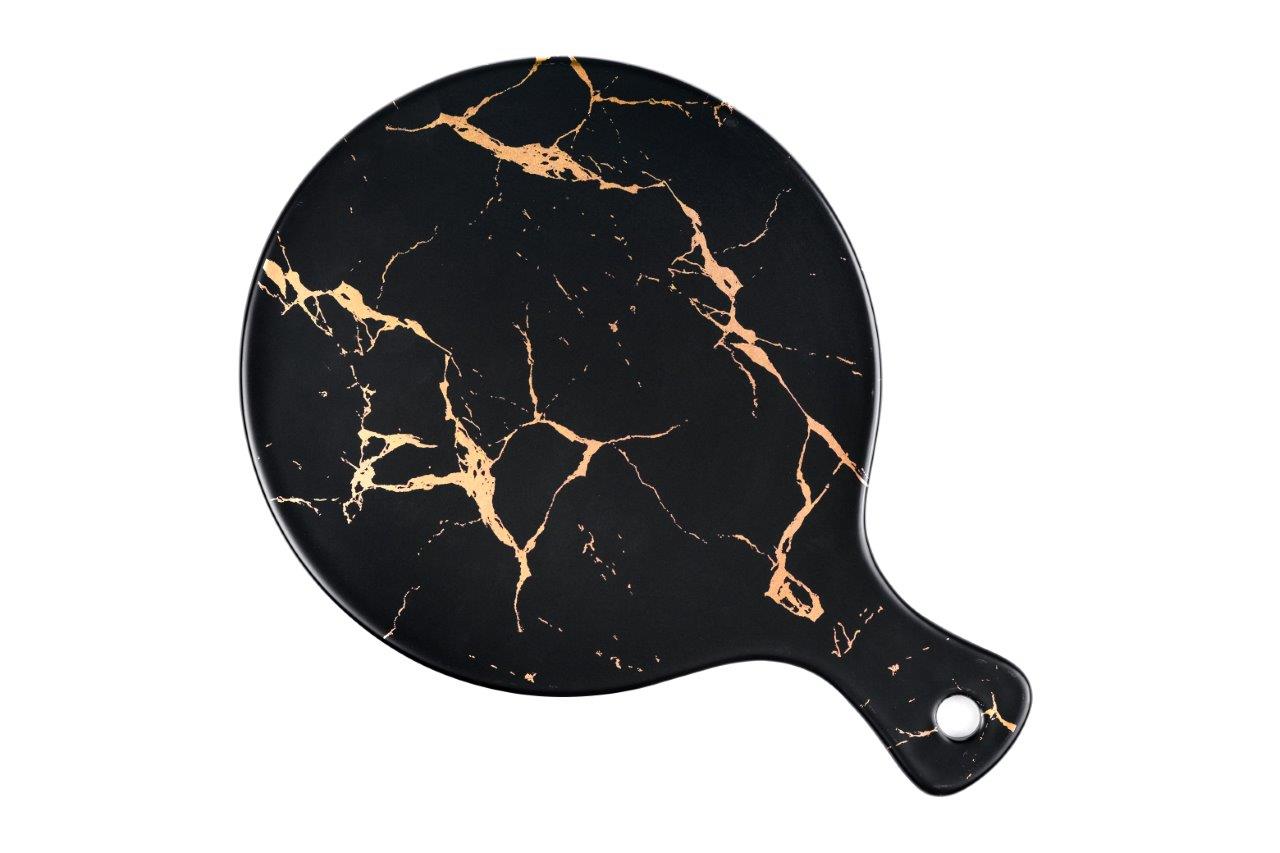 Kintsukuroi Round pizza plate black