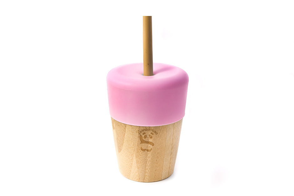 Bamboobino Toddlers Cup with lid and straw Pink