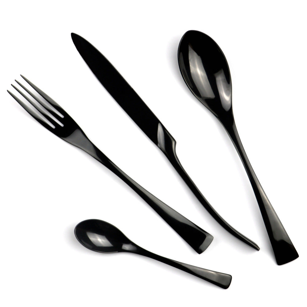 Venice Black Titanium 24 Piece Cutlery Set