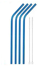 Stainless Steel Straws - Blue