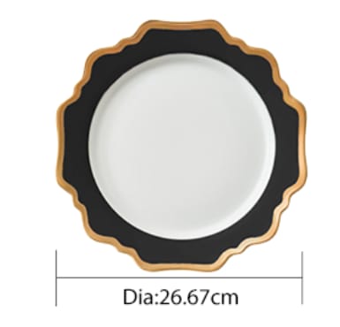Versailles Black 10.5 inch Dinner Plates 4 pc Set