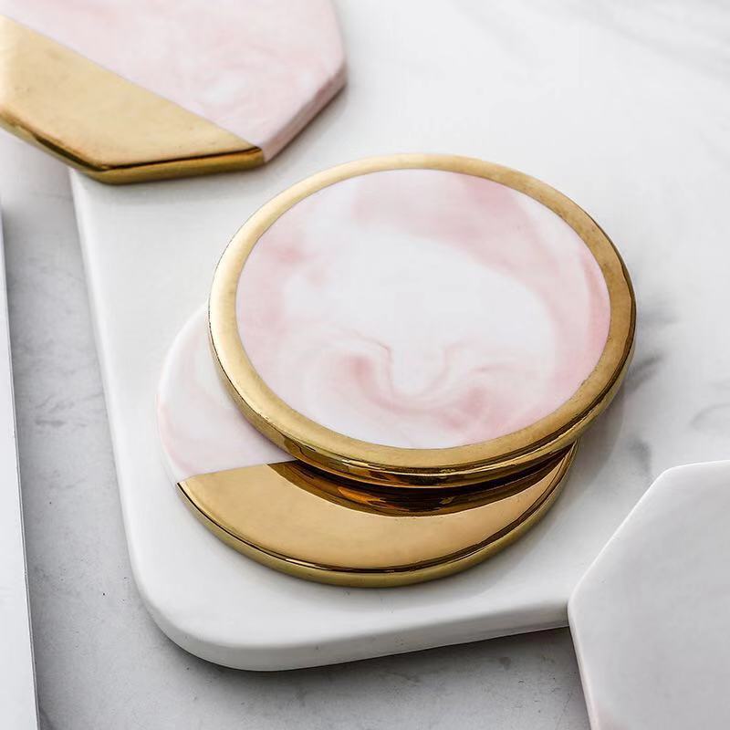 Marble  and Gold  Coasters (set of 2)