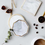 Grecian  marble and gold Coaster ( set of 2)
