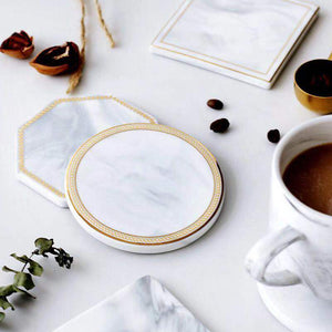 Grecian  marble and gold Coaster ( set of 2)